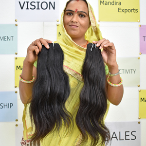 Extensiones de Cabello Humano Virgen Indio de Color Natural, Doble Trama a Máquina, Sedoso y Liso, Remy, de 10 a 32 Pulgadas, Todos los Colores - Product Image 1