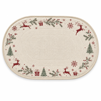PWSAP Lot de 12 sets de dessous de plat rectangulaires en PVC pour Noël, motifs rennes, élan, sapin de Noël rouge, flocons de neige, lavables et résistants à la chaleur