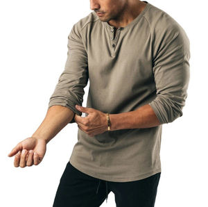 Logo personnalisé surdimensionné vierge manches raglan polyester manches longues t-shirts pour hommes mode plaine hommes chemises à manches longues - Product Image 3