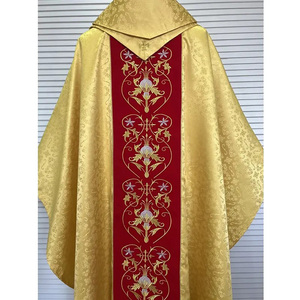 Hot Sale <b>Gold</b> Jacquard <b>Fabric</b> With Golden Embroidery Chasuble 2025 Custom Made New Design High Quality Embroidery Chasuble - Product Image 4