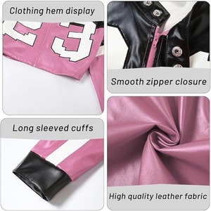 Chaqueta corta 23 De cuero genuino transpirable estampada de alta calidad para mujer, prendas de vestir exteriores cortas ajustadas en blanco rosa a un costo razonable - Product Image 6