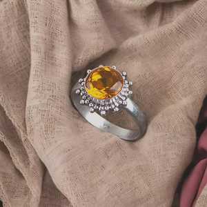 Bague en citrine, bijoux en argent sterling 925, pierre de naissance de novembre, cadeau pour femme, élégante pour un usage quotidien - Product Image 6