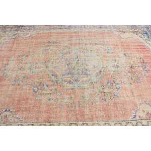 Tapis turc, grand tapis vintage 6,2x9 pieds, tapis camouflage rouge et bleu - Product Image 5