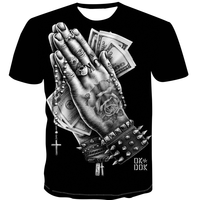 T-shirt décontracté pour homme à manches courtes, imprimé numérique, tricoté, style hip-hop tendance, respirant, écologique, de haute qualité