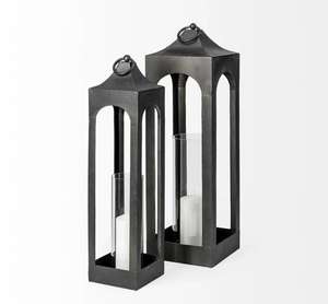 <b>Set</b> Of 3 Cast Aluminum <b>Lanterns</b> Black Coated For Home And Wedding Tabletop Lighting Decoration Candle <b>Lanterns</b> - Product Image 2
