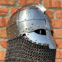 Casque de guerrier Viking artisanal de luxe avec coquille de chaîne en acier doux, casque nasal pour cosplay, reconstitution historique et exposition historique