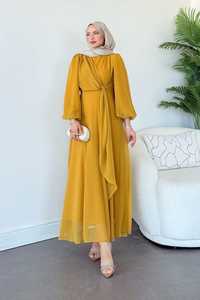 ชุดคลุมอาบายะแบบเรียบง่าย สไตล์อิสลาม สำหรับผู้หญิง ยี่ห้อ Loriya  แบบ 2 ชิ้น ผ้าซาตินลายผีเสื้อ เปิดด้านหน้า พร้อมผ้าคลุมศีรษะแบบฮิญาบ ซักได้ - Product Image 3