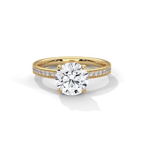 2.0ct Round Brilliant Cut Moissanite <b>Solitaire</b> <b>Ring</b> with Pave Set Band 925 Sterling <b>Silver</b> - Product Image 2