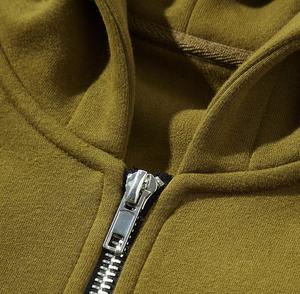 Sudadera con capucha y cremallera Lisa para hombre con bordado personalizado, sudadera con cremallera de mezcla de algodón, sudadera con cremallera gruesa de invierno para hombre - Product Image 6