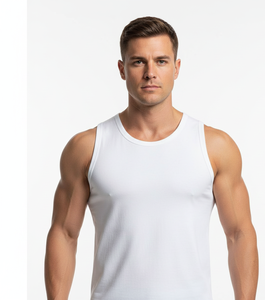 Chaleco de Algodón Blanco PureTone para Hombre, Sin Mangas, Ligero, Transpirable, Tejido Elástico, Diseñado para un Uso Diario Cómodo - Product Image 4