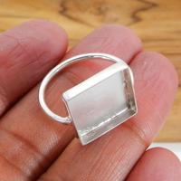 925 Sterling Silber quadratische Montage Lünette Tasse Beste Qualität DIY Spann zange Ring Schmuck Komponenten Guter Preis für den Export
