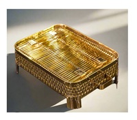 Barbecue à charbon de bois rotatif manuel en laiton pour cuisine extérieure, design moderne, pour restaurant commercial, avec retournement manuel