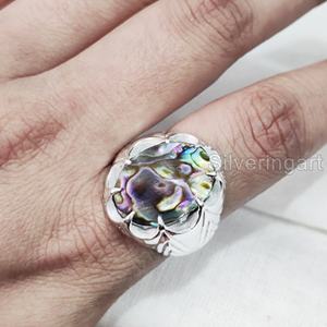 Anillo para hombre al por mayor, concha de abulón Natural, piedra preciosa, anillo de piedra natal, todos los tamaños, Joyería Árabe de aniversario, anillo de Plata de Ley 925 - Product Image 4