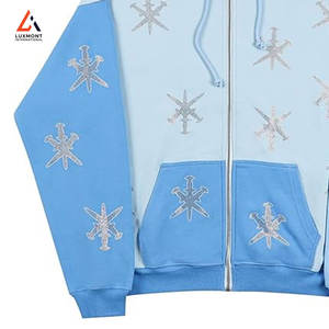 เสื้อฮู้ดประดับเพชรสำหรับผู้ชาย ดีไซน์คริสตัลระยิบระยับ เสื้อสเวตเชิ้ตสตรีทแวร์ลำลอง คุณภาพสูง - Product Image 6