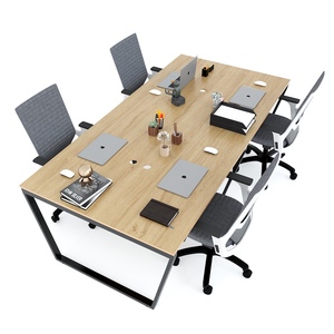 Mesa Moderna Minimalista Tipo Trapecio 240x120cm, Madera Contrachapada Recubierta de Melamina, Patas de Hierro HBTC036 - Product Image 2