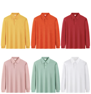 Camiseta informal de Polo de manga larga para hombre, tejido de punto transpirable de talla grande, Camiseta de cuello de manga larga con bordado de logotipo personalizado - Product Image 6