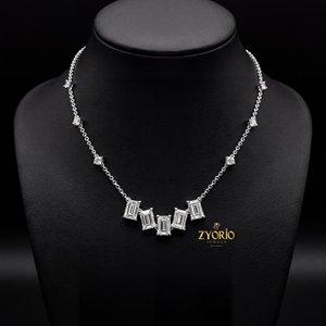 Collier pendentif barre en diamant de laboratoire taille émeraude, en argent sterling 925 plaqué or, collier minimaliste pour femme, bijoux de luxe - Product Image 4