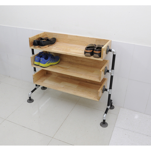 Meuble à chaussures moderne KG68001 à 3 niveaux 80x30x80 (cm) – Organisateur de salon au design épuré, style détachable, en tissu et bois, style moderne - Product Image 6