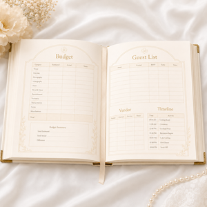 LABON Golden Veil Organisateur de Mariage Personnalisé de Luxe Ivoire, avec Couverture Arquée Dorée, pour Budget, Liste des Invités et Calendrier, OEM - Product Image 2