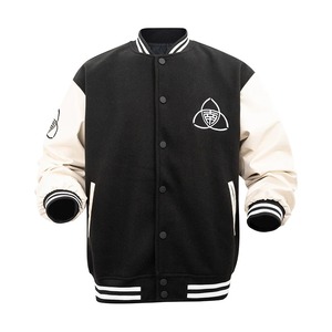 Veste universitaire de couleur unie de qualité supérieure pour hommes, uniforme de baseball ample à la mode, veste bombardier en toile imperméable et coupe-vent, veste décontractée - Product Image 2