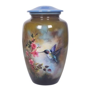Urna Funeraria con Diseño Artístico de Colibrí y Flores para Cenizas de Adultos - Product Image 1