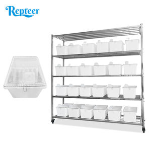 Gabbia per Ratti in Acciaio Inox 202 a 6 Livelli con 36 Cassetti, Vassoio in Plastica e Chiusura a Bottone, Rete Zincata - Product Image 1