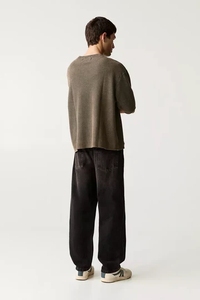 กางเกงยีนส์ขาบานสำหรับผู้ชาย, กางเกงยีนส์ทรงหลวมทำจากผ้าฝ้าย100% โอเวอร์ไซส์สำหรับใส่เล่นสเก็ต - Product Image 2