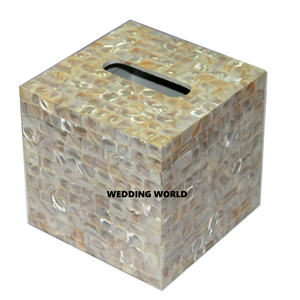 Boîte à mouchoirs en bois de couleur bleue de luxe classique élégant fait à la main Top vente Table décorative nouvelle boîte à mouchoirs en bois en gros - Product Image 3