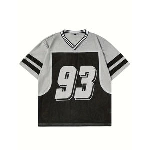 Camiseta de fútbol americano vintage personalizable, ropa de calle urbana, malla de poliéster de secado rápido, sublimación gráfica transpirable de talla grande - Product Image 1