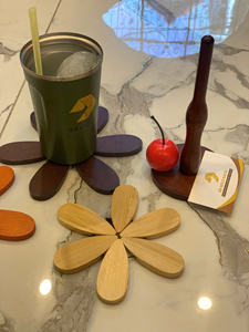 Wooden Tree Coaster Natural Wood <b>Placemat</b> For Cup Pot Heat Use Kitchen Table Vietnam By 99 Gold Data - Ms Violet - Product Image 5