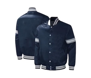 Chaqueta universitaria Letterman personalizada para hombre, nuevo estilo de moda, satén con cuello levantoChaqueta de béisbol para hombre, envío DDP - Product Image 2