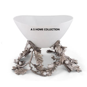 Vaisselle décorative personnalisable feuille design élégant bol de service blanc - Product Image 1