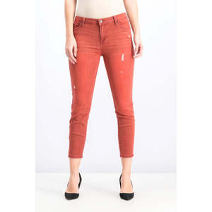 Jeans Skinny Rosso Scuro per Bambini Celebrity in Denim Effetto Usurato Taglia 3 - Design Colorato Lavabile - Product Image 2