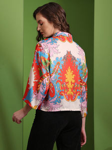 Haut vintage imprimé à manches 3 quarts pour femme - Product Image 5