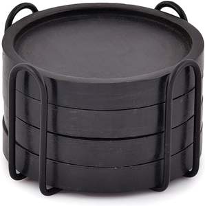 Posavasos negros de madera natural hechos a mano, diseño rústico, Conjunto elegante duradero para uso diario, alfombrillas y almohadillas para ocasiones especiales para el hogar - Product Image 1