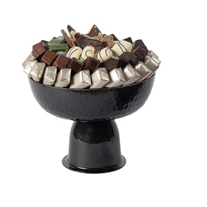 Bol à chocolat noir mat moderne avec support sur pied, design unique, plat à bonbons en métal pour la maison, l'hôtel, le restaurant, meilleur prix - Product Image 2