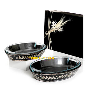 Plateau de service noir en bois nacre plateau de service en gros classique élégant en gros nouveau plateau de service en bois - Product Image 1