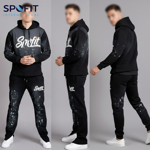 ชุดวอร์มมีฮู้ดสีทึบสำหรับผู้ชายชุดวอร์มพิมพ์ลายดิจิทัลแนวสตรีทผ้าซักแบบกำหนดเอง - Product Image 2