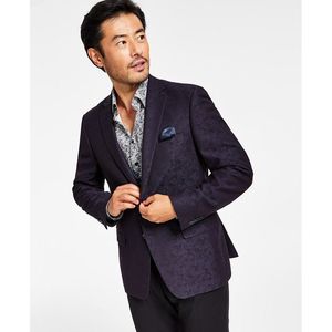 Blazer Slim-Fit da Uomo Alfani in Tessuto Jacquard Stampato Blu, Taglia 36 - Product Image 1