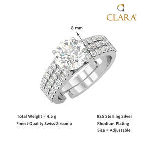 Anillo llamativo de platino con diamante o topacio de corte ovalado y banda ajustable - Product Image 5