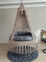Grand hamac en macramé moderne chaise balançoire suspendue bohème en coton tissé à la main de haute qualité chaise balançoire adulte vivant
