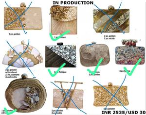 Evening <b>Clutches</b> with Crystal Stones & <b>Pearl</b> Embellishment Brass MOP Radiant Opulent Beauty Timeless Sophistication - Product Image 2