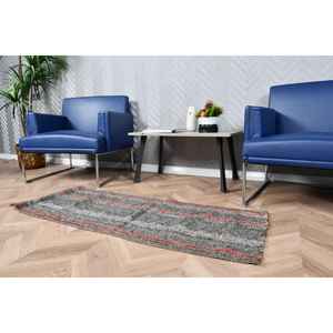 Tapis turc 1,8 x 4,4 pieds, petit tapis vintage, tapis en laine gris abstrait - Product Image 4