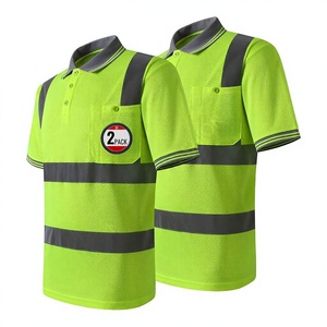 Polo de seguridad con logotipo personalizado con bolsillos-ANSI Clase 2 Ropa DE TRABAJO amarilla impermeable para hombres y mujeres - Product Image 1
