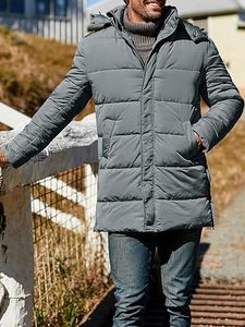 Abrigo largo de invierno personalizado para hombre, chaqueta acolchada con capucha, cálida, de moda, proveedor de fábrica, venta al por mayor, abrigos de plumón OEM con bolsillos - Product Image 2