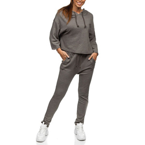 Nueva ropa deportiva de talla grande para mujer al por mayor, Sudadera con capucha de algodón y poliéster y conjunto de pantalón, chándal estampado con logotipo personalizado y el mejor diseño - Product Image 4
