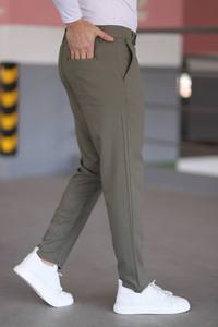 กางเกงผ้ายืดเข้ารูปสีกรมท่าสำหรับผู้ชายกางเกงทำงานอัจฉริยะลำลองเอวยางยืดมีเชือกผูกคอตตอนทรงตรงฮิปฮอปขนาดพิเศษ - Product Image 3