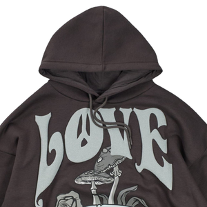 Amour crâne graphique à capuche noir unisexe coton polaire pull Streetwear élégant surdimensionné décontracté chaud hiver mode sweat - Product Image 3