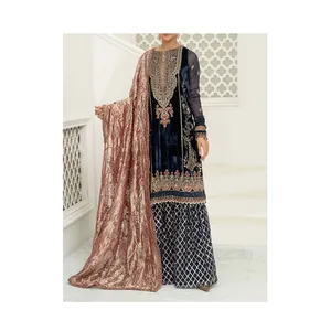 Attraktive Braut Farbe Georgette Stoff Kleid Bestickte Party Frauen Lehenga Choli Indien & Pakistan