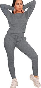 Survêtement décontracté à manches longues pour femmes de haute qualité Ensemble 2 pièces pour la vente d'hiver - Product Image 5